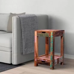 25.5 in. Brown 2-Drawer Industrial Wooden Storage Side Table with Cut Out Pulls by The Urban Port -The Urban Port Sales brown the urban port end side tables upt 238088 31 1000