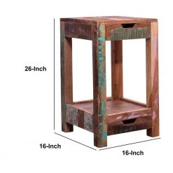 25.5 in. Brown 2-Drawer Industrial Wooden Storage Side Table with Cut Out Pulls by The Urban Port -The Urban Port Sales brown the urban port end side tables upt 238088 fa 1000