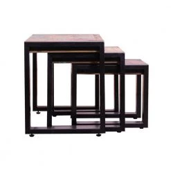 24 in. Brown and Black Rectangular Wooden Stacking Nesting Table with Metal Base (Set of 3) by The Urban Port -The Urban Port Sales brown the urban port end side tables upt 238090 fa 1000