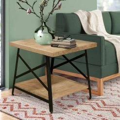 24 in. Brown and Gray Rectangle Side Table with Open Bottom Shelf and Metal Legs by The Urban Port -The Urban Port Sales brown the urban port end side tables upt 263593 31 1000