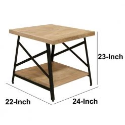 24 in. Brown and Gray Rectangle Side Table with Open Bottom Shelf and Metal Legs by The Urban Port -The Urban Port Sales brown the urban port end side tables upt 263593 44 1000