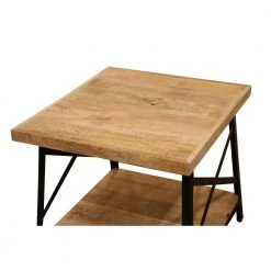 24 in. Brown and Gray Rectangle Side Table with Open Bottom Shelf and Metal Legs by The Urban Port -The Urban Port Sales brown the urban port end side tables upt 263593 4f 1000