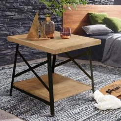 24 in. Brown and Gray Rectangle Side Table with Open Bottom Shelf and Metal Legs by The Urban Port -The Urban Port Sales brown the urban port end side tables upt 263593 76 1000