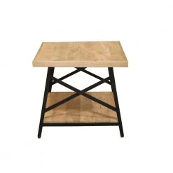24 in. Brown and Gray Rectangle Side Table with Open Bottom Shelf and Metal Legs by The Urban Port -The Urban Port Sales brown the urban port end side tables upt 263593 c3 1000