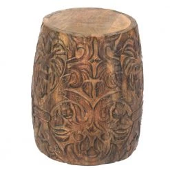 14 in. Walnut Brown Round End Table with Damask Carved Pattern and Wooden Frame by The Urban Port 13 14 in. Walnut Brown Round End Table with Damask Carved Pattern and Wooden Frame by The Urban Port -The Urban Port Sales brown the urban port end side tables upt 270559 c3 1000