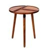 16 In. Warm Brown Round Acacia Wood Side Accent End Table with 3-Tabletop Sections by The Urban Port