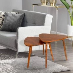 22.6 in. Brown Triangle Grain Guitar Pick Style Nesting Acacia Wood Side Table (Set of 2) by The Urban Port -The Urban Port Sales brown the urban port end side tables upt 272010 76 1000