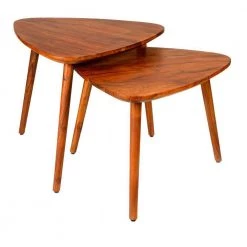 22.6 in. Brown Triangle Grain Guitar Pick Style Nesting Acacia Wood Side Table (Set of 2) by The Urban Port -The Urban Port Sales brown the urban port end side tables upt 272010 c3 1000