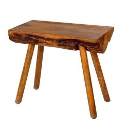 22 in. Warm Brown Rectangular Mango Wood Accent Side Table with Live Edge Log Top by The Urban Port