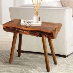 22 in. Warm Brown Rectangular Mango Wood Accent Side Table with Live Edge Log Top by The Urban Port -The Urban Port Sales brown the urban port end side tables upt 272014 66 1000