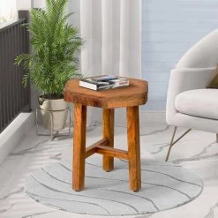 15 in. Warm Brown Hexagon Acacia Wood Side Table with Live Edge Top by The Urban Port -The Urban Port Sales brown the urban port end side tables upt 272017 66 1000