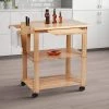 Oak Brown Wooden Rectangular Kitchen Cart with 2-Open Shelves by The Urban Port