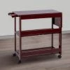 Brown Rectangular Kitchen Cart with Folding Wooden Frame and 2-Open Shelves by The Urban Port