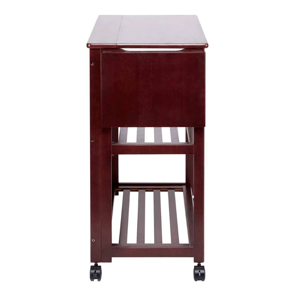 Brown Rectangular Kitchen Cart with Folding Wooden Frame and 2-Open Shelves by The Urban Port 6 Brown Rectangular Kitchen Cart with Folding Wooden Frame and 2-Open Shelves by The Urban Port - Image 6