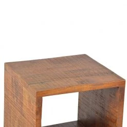 Industrial Style Brown Cube Shape Wooden Nightstand with Rough Sawn Texture 15.5 in. L x 14.5 in. W x 22 in. H by The Urban Port -The Urban Port Sales brown the urban port nightstands upt 204786 4f 1000