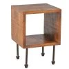 Industrial Style Brown Cube Shape Wooden Nightstand with Rough Sawn Texture 15.5 in. L x 14.5 in. W x 22 in. H by The Urban Port