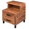 22 in. Acacia Wood 2-Drawers Walnut Brown and Open Cubby Nightstand and Bedside Table 17 in. L x 17 in. W x 22 in. H by The Urban Port