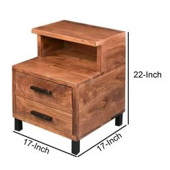 22 in. Acacia Wood 2-Drawers Walnut Brown and Open Cubby Nightstand and Bedside Table 17 in. L x 17 in. W x 22 in. H by The Urban Port -The Urban Port Sales brown the urban port nightstands upt 272520 76 1000