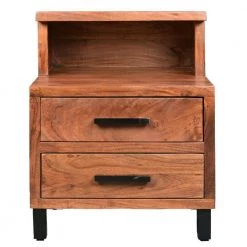 22 in. Acacia Wood 2-Drawers Walnut Brown and Open Cubby Nightstand and Bedside Table 17 in. L x 17 in. W x 22 in. H by The Urban Port -The Urban Port Sales brown the urban port nightstands upt 272520 c3 1000