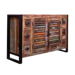 Brown Plank Style Reclaimed Wood 6-Drawer Sideboard Storage Cabinet with 2-Doors by The Urban Port
