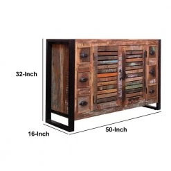 Brown Plank Style Reclaimed Wood 6-Drawer Sideboard Storage Cabinet with 2-Doors by The Urban Port -The Urban Port Sales brown the urban port sideboards buffet tables upt 238089 fa 1000
