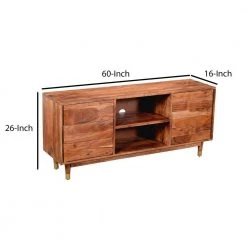 16 in. Brown Wood TV Stand Fits TVs Up to 52 in. with Storage Doors by The Urban Port -The Urban Port Sales brown the urban port tv stands upt 197866 44 1000