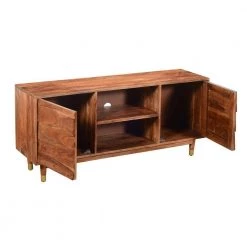 16 in. Brown Wood TV Stand Fits TVs Up to 52 in. with Storage Doors by The Urban Port -The Urban Port Sales brown the urban port tv stands upt 197866 4f 1000