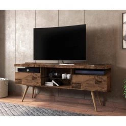 63 in. Wooden Brown Entertainment TV Media Stand with 4-Open Compartments Fits TV's up to 60 in. by The Urban Port -The Urban Port Sales brown the urban port tv stands upt 225279 fa 1000