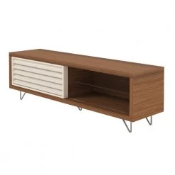 71 in. Door Wooden Brown Entertainment TV Stand with 2-Open Compartments Fits up to 70 in. by The Urban Port