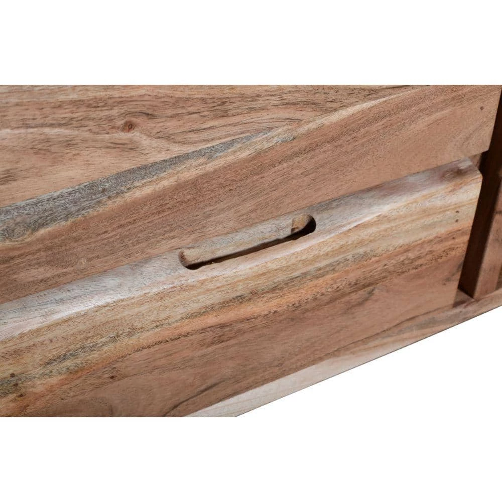 57 in. Brown 2-Drawer Wooden TV media Cabinet with 1-Door and Live Edge Design Fits TV's up to 55 in. by The Urban Port 6 57 in. Brown 2-Drawer Wooden TV media Cabinet with 1-Door and Live Edge Design Fits TV's up to 55 in. by The Urban Port - Image 6