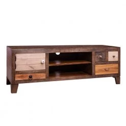 17.22 in. Brown 4-Drawer Media Console Cabinet with 1 Door and 2 Open Compartments by The Urban Port