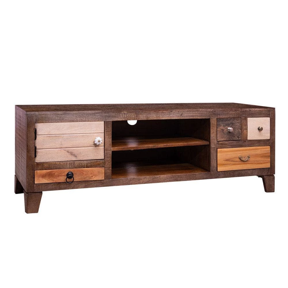17.22 in. Brown 4-Drawer Media Console Cabinet with 1 Door and 2 Open Compartments by The Urban Port 1 17.22 in. Brown 4-Drawer Media Console Cabinet with 1 Door and 2 Open Compartments by The Urban Port