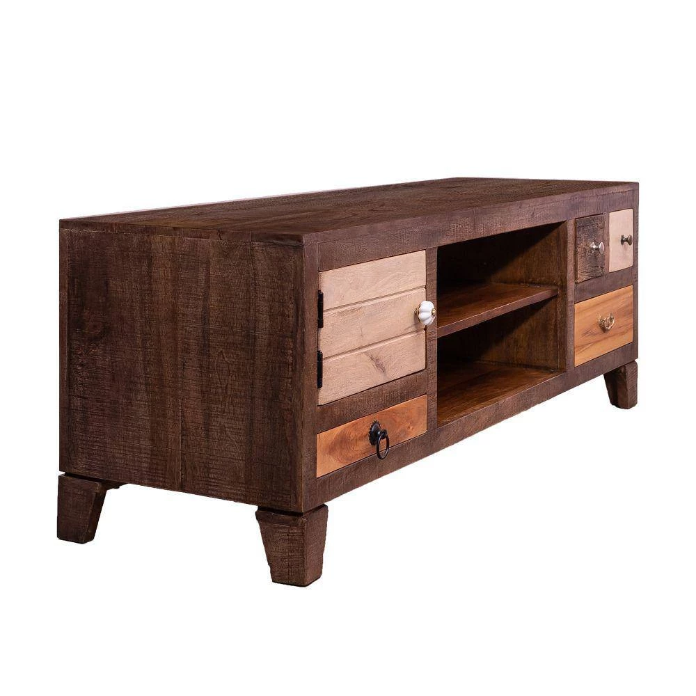 17.22 in. Brown 4-Drawer Media Console Cabinet with 1 Door and 2 Open Compartments by The Urban Port 2 17.22 in. Brown 4-Drawer Media Console Cabinet with 1 Door and 2 Open Compartments by The Urban Port - Image 2