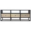 Carson 59 in. Natural Brown and Black TV Media Entertainment Console with 3 Drawers and Ornate Cut Out Floral Design by The Urban Port