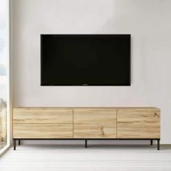 67 In. Natural Wood and Metal TV Console Entertainment Media Center with Cabinet Doors by The Urban Port -The Urban Port Sales brown the urban port tv stands upt 272743 fa 1000