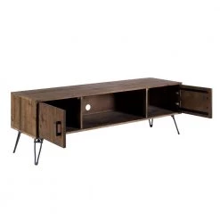 Clive 60 in. Natural Brown Reclaimed Wood Rectangle Farmhouse TV Stand Media Console with 2 Doors and Metal Legs by The Urban Port -The Urban Port Sales brown the urban port tv stands upt 273092 4f 1000