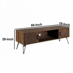 Clive 60 in. Natural Brown Reclaimed Wood Rectangle Farmhouse TV Stand Media Console with 2 Doors and Metal Legs by The Urban Port -The Urban Port Sales brown the urban port tv stands upt 273092 76 1000