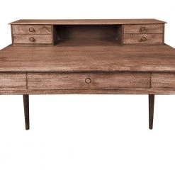 23.5 in. H W Rectangular Walnut Brown 5-Drawer Wooden Home Office Study Writing Desk with Detachable Legs by The Urban Port -The Urban Port Sales brown the urban port writing desks upt 236580 44 1000