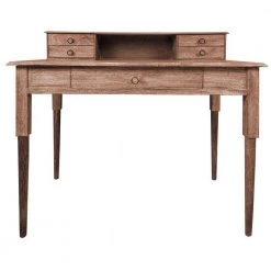 23.5 in. H W Rectangular Walnut Brown 5-Drawer Wooden Home Office Study Writing Desk with Detachable Legs by The Urban Port