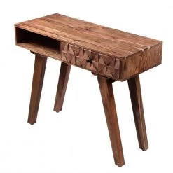 37.5 in. Oak Brown Acacia Wood 3D Accent Drawer Writing Desk by The Urban Port