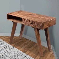 37.5 in. Oak Brown Acacia Wood 3D Accent Drawer Writing Desk by The Urban Port -The Urban Port Sales brown the urban port writing desks upt 242831 fa 1000