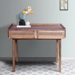 39 in. W Oak Brown Wooden Farmhouse Writing Desk with 2 Drawers and Wooden Frame by The Urban Port 15 39 in. W Oak Brown Wooden Farmhouse Writing Desk with 2 Drawers and Wooden Frame by The Urban Port -The Urban Port Sales brown the urban port writing desks upt 263594 1d 1000