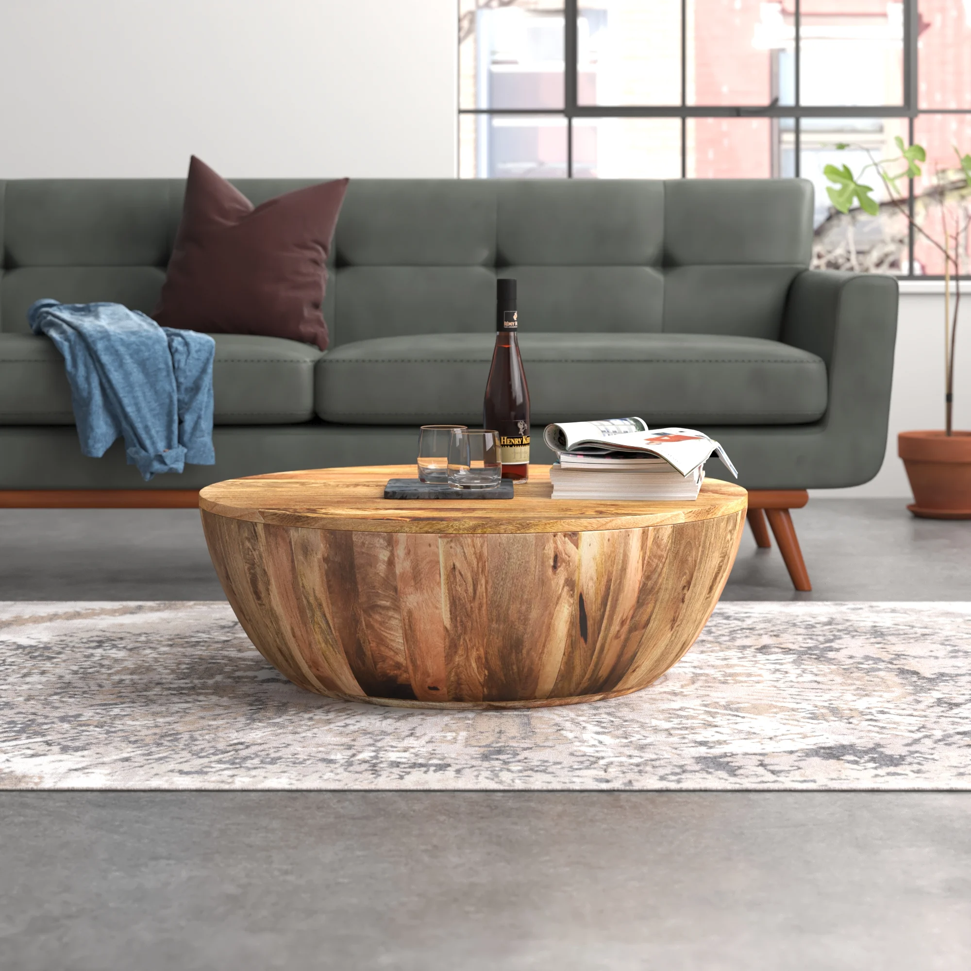 The Urban Port Sales -The Urban Port Sales cassius solid wood drum coffee table