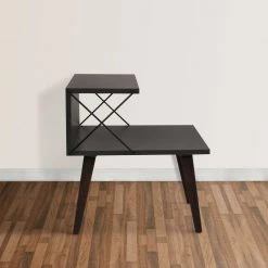 19.7 in. Charcoal Gray and Brown 21.7 in. Rectangular Wooden 2-Tier Nightstand Side Table with Crossed Metal Bar Frame by The Urban Port -The Urban Port Sales charcoal gray and brown the urban port nightstands upt 272768 1d 1000
