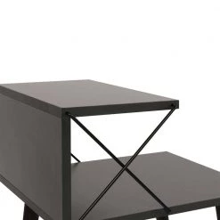 19.7 in. Charcoal Gray and Brown 21.7 in. Rectangular Wooden 2-Tier Nightstand Side Table with Crossed Metal Bar Frame by The Urban Port -The Urban Port Sales charcoal gray and brown the urban port nightstands upt 272768 44 1000