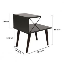19.7 in. Charcoal Gray and Brown 21.7 in. Rectangular Wooden 2-Tier Nightstand Side Table with Crossed Metal Bar Frame by The Urban Port -The Urban Port Sales charcoal gray and brown the urban port nightstands upt 272768 76 1000