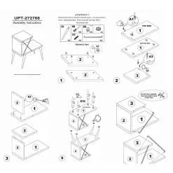 19.7 in. Charcoal Gray and Brown 21.7 in. Rectangular Wooden 2-Tier Nightstand Side Table with Crossed Metal Bar Frame by The Urban Port -The Urban Port Sales charcoal gray and brown the urban port nightstands upt 272768 d4 1000