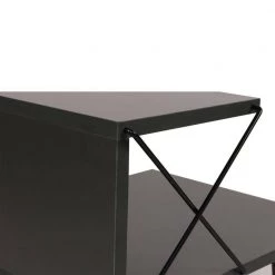 19.7 in. Charcoal Gray and Brown 21.7 in. Rectangular Wooden 2-Tier Nightstand Side Table with Crossed Metal Bar Frame by The Urban Port -The Urban Port Sales charcoal gray and brown the urban port nightstands upt 272768 fa 1000