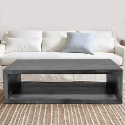 58 in. L Charcoal Gray Rectangular Cube Shape Wooden Coffee Table with Open Bottom Shelf by The Urban Port -The Urban Port Sales charcoal gray the urban port coffee tables upt 230676 31 1000