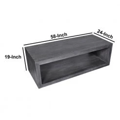 58 in. L Charcoal Gray Rectangular Cube Shape Wooden Coffee Table with Open Bottom Shelf by The Urban Port -The Urban Port Sales charcoal gray the urban port coffee tables upt 230676 fa 1000